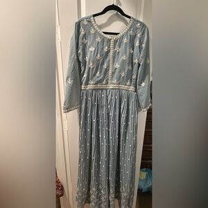 Elegant Blue Embroidered Kids Dress